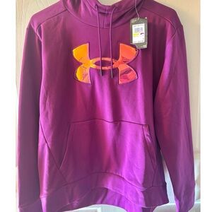Under Armour Magenta Hoodie with Vibrant Orange Logo
